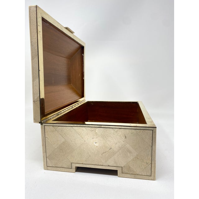Mid 20th Century Vintage Tessellated Stone and Brass Box For Sale - Image 5 of 9