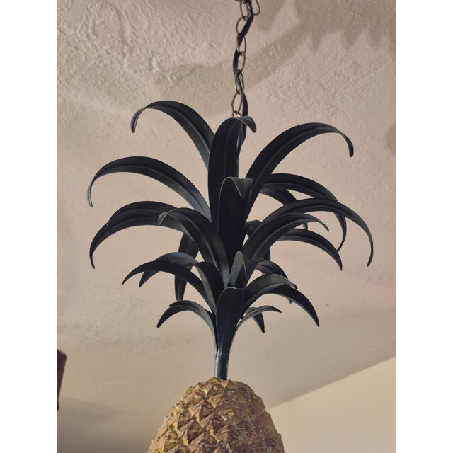 Vintage Italian Tole Pineapple Chandlier or Light Fixture For Sale - Image 9 of 9