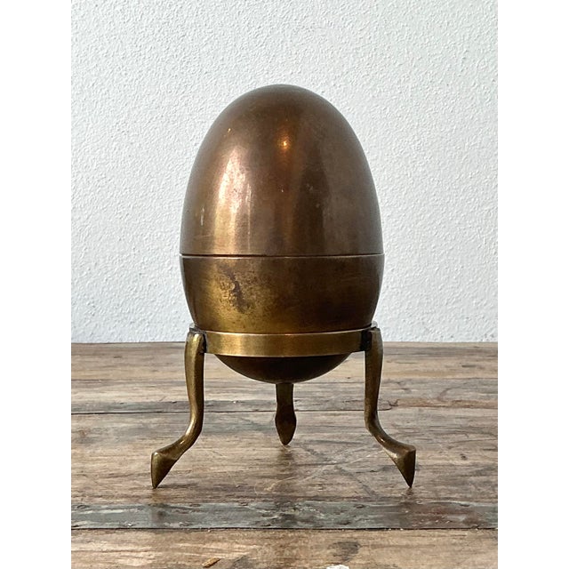 Late 20th Century Vintage Brass Egg on Stand For Sale - Image 5 of 12