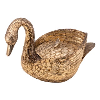 Vintage Gilded Swan Ice Bucket by Mauro Manetti, Italy, 1960s For Sale