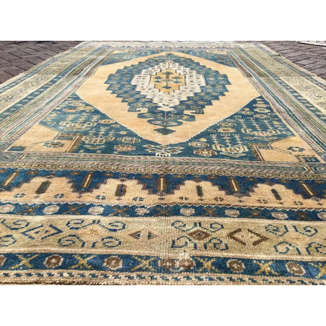 1950s Vintage Hand Knotted Turkish Area Rug - 110" X 67" For Sale - Image 5 of 11