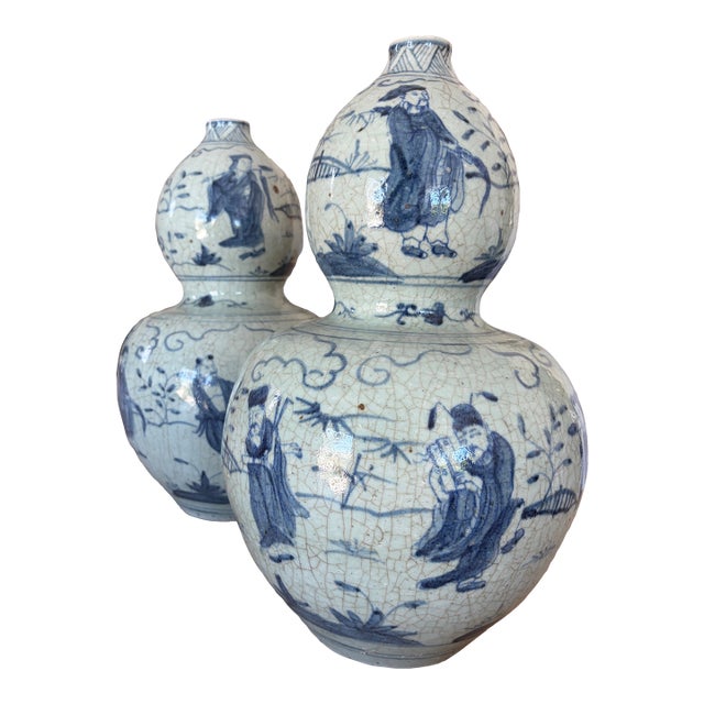 Blue & White Gourd Shaped Jars For Sale