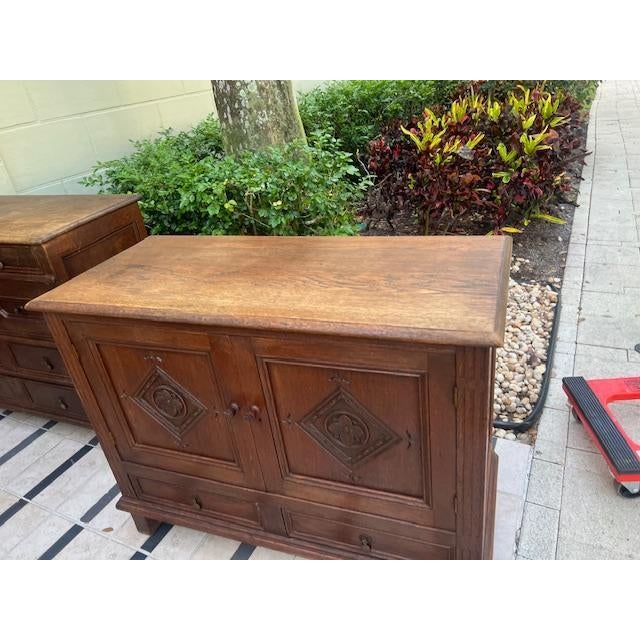 1900s Antique English Solid Oak, Linen Press. Jacobean For Sale - Image 4 of 6