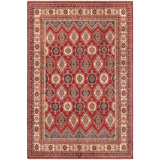 Rustic Super Kazak Red/Beige Wool Rug - 9'0'' X 11'10'' For Sale - Image 9 of 10