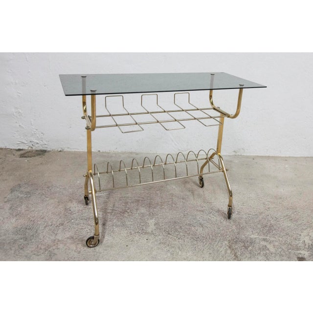 Vinyl Furniture Trolley with Wheels and Smoked Glass, 1970 For Sale - Image 10 of 11