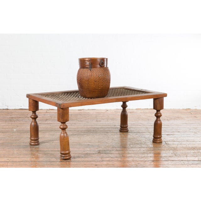 Indian Antique Window Grate Made into a Coffee Table with Turned Baluster Legs For Sale - Image 4 of 11