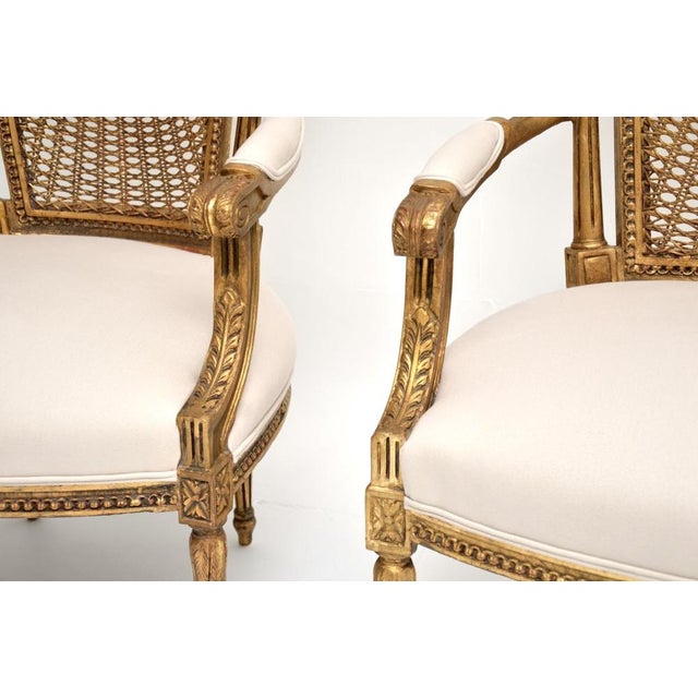 Antique French Gilt Wood Salon Armchairs, 1890s, Set of 2 For Sale - Image 12 of 14