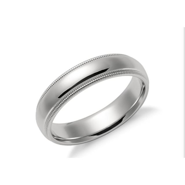 6MM WIDE MILGRAIN EDGE Platinum Plain Wedding Band Ring 8.8 Grams, COMFORT FIT For Sale - Image 17 of 18