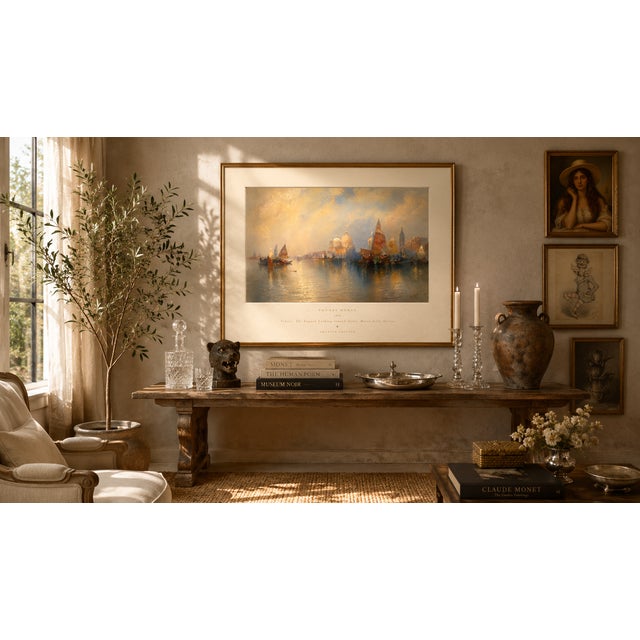 Thomas Moran 1894 Venice Fine Art Mounted Gallery Board Print - The Lagoon For Sale - Image 9 of 16