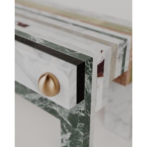Architectural Layered Marble Stone Strata Bench by Esther Knopfler For Sale - Image 9 of 12