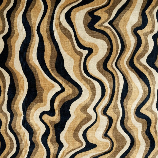 Schumacher Swirl Velvet Fabric in Neutral For Sale