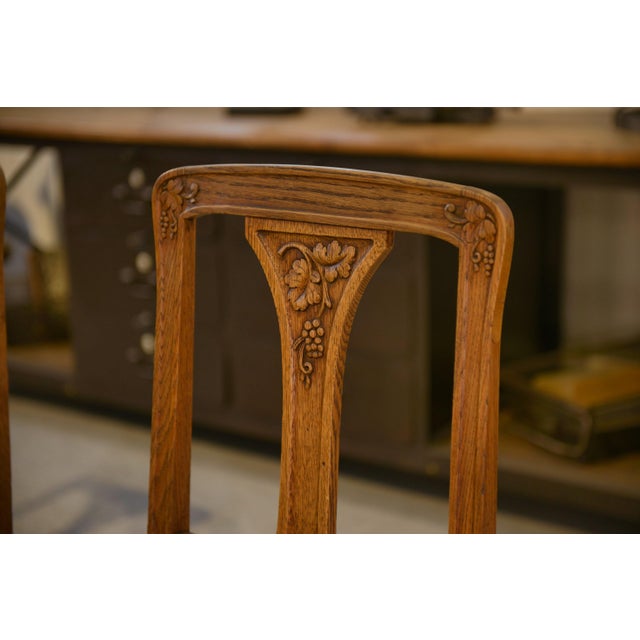 Art Nouveau Oak Chairs, 1910s, Set of 4 For Sale - Image 6 of 10