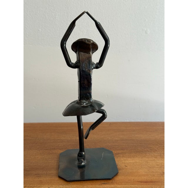 Late 20th Century Industrial Design Brutalist Metal Ballerina Sculpture of Railroad Spike For Sale - Image 11 of 11