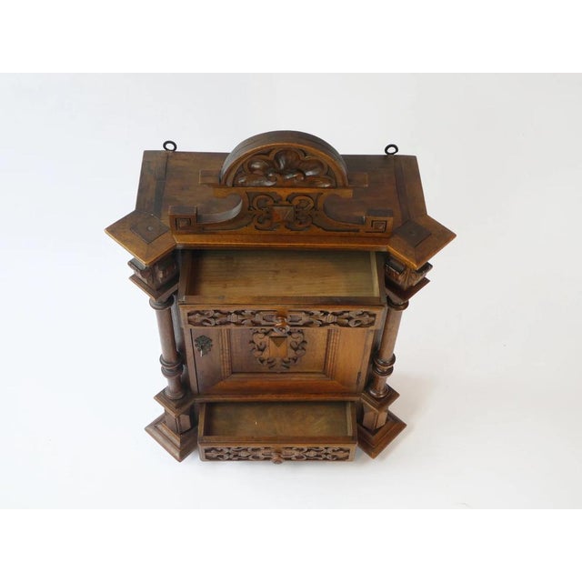 Antique German Carved Wooden Apothecary Cabinet with Floral Details, 1900s For Sale - Image 9 of 11