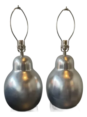 Hwang Bishop Silver Leaf Lamps - a Pair