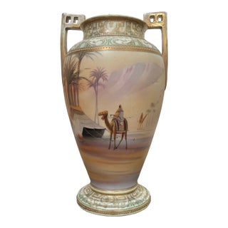 Antique Nippon Hand-Painted Porcelain Vase For Sale