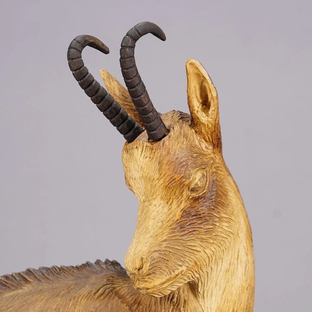 Wood Wooden Carved Ibex and Chamois Sculptures Attr. To Rudolf Heissl Jr. Ca. 1960s For Sale - Image 7 of 12