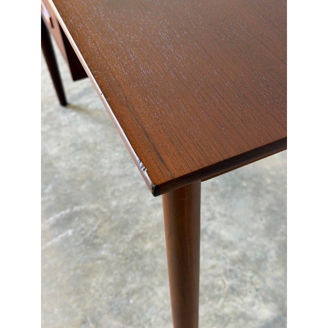 Teak Two-Drawer Rectangular Writing Desk With Tapered Legs Danish Mid-Century Modern For Sale - Image 10 of 10