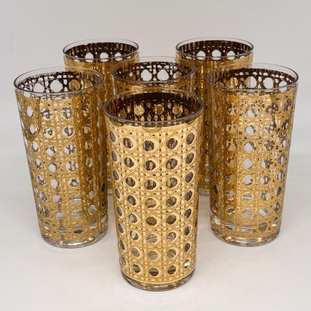 1960s Mid-Century Modern Culver Cannella 22k Gold Highball Glasses - 7pcs For Sale In New York - Image 6 of 9
