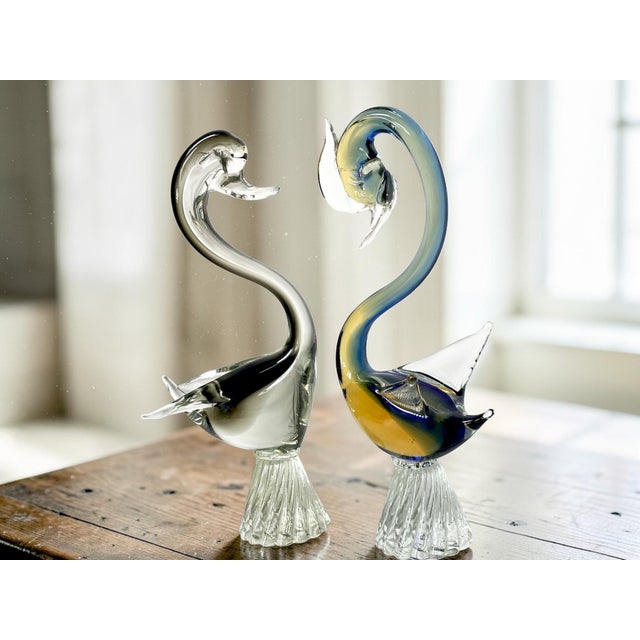 Venetian Murano Glass Swans, 1970s, Set of 2 For Sale - Image 7 of 17