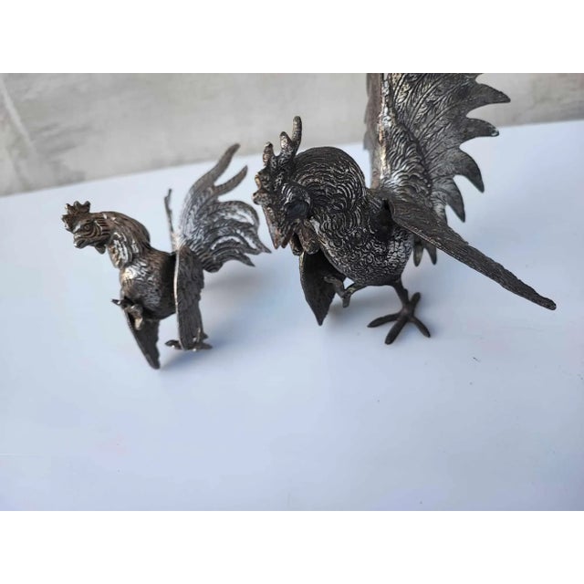 Metal Japanese Figurines of Hen and a Rooster, 1950s, Set of 2 For Sale - Image 7 of 9