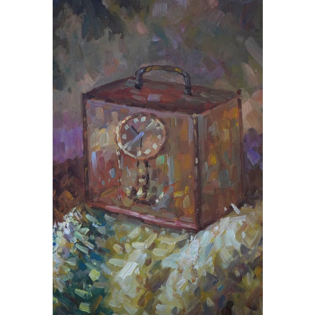 Gold Large Floral Still Life Oil Painting on Canvas Artist Signed For Sale - Image 8 of 12
