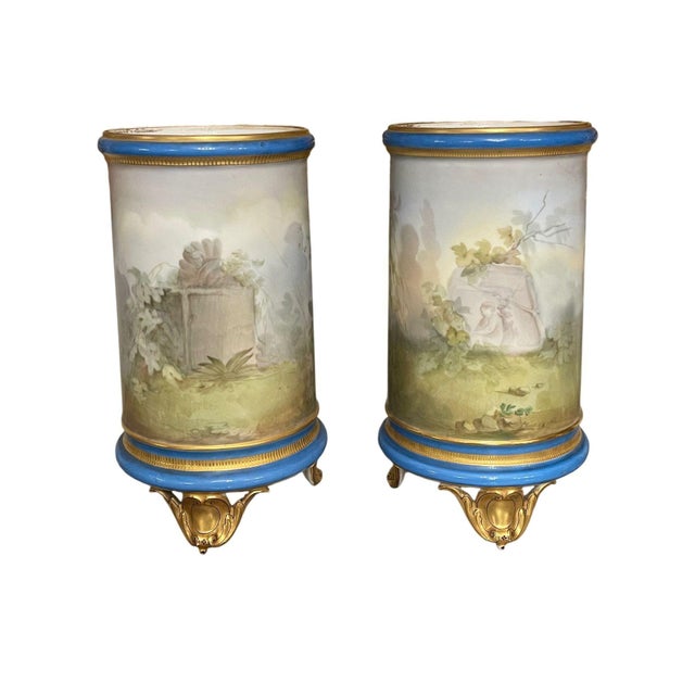 Late 19th Century Pair of French Sèvres Style Porcelain Vases. For Sale - Image 4 of 10