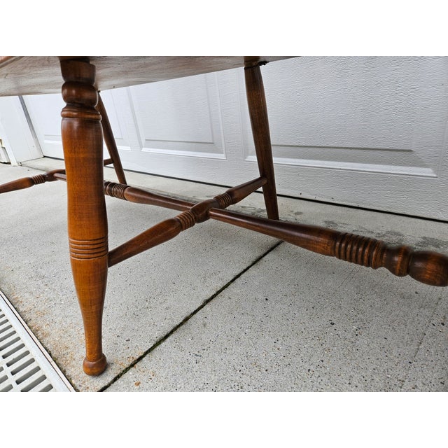 Ethan Allen Heirloom Maple Bench - Three Seat For Sale - Image 14 of 15