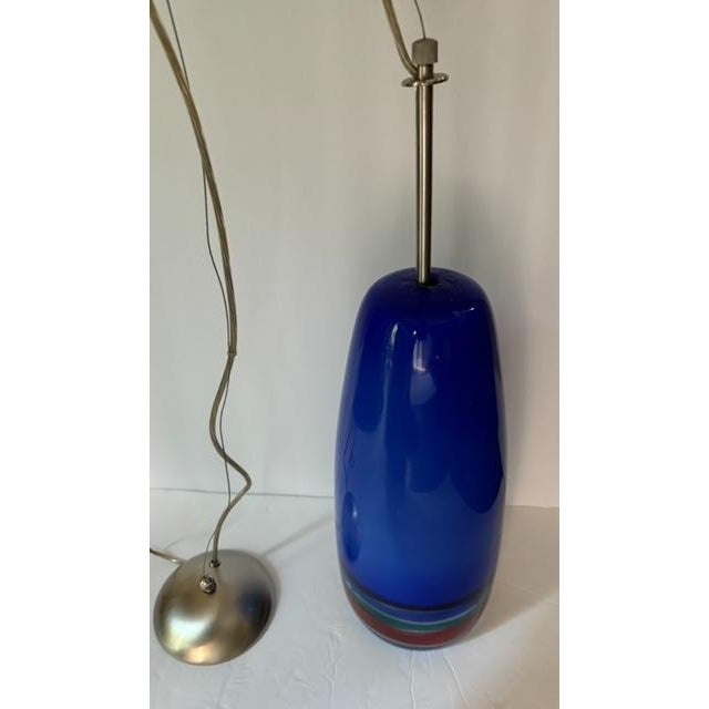 Glass Mid 20th Century Murano Glass Sigaro Blue Pendant Design by Massimo Vignelli by Venini 1956 For Sale - Image 7 of 10