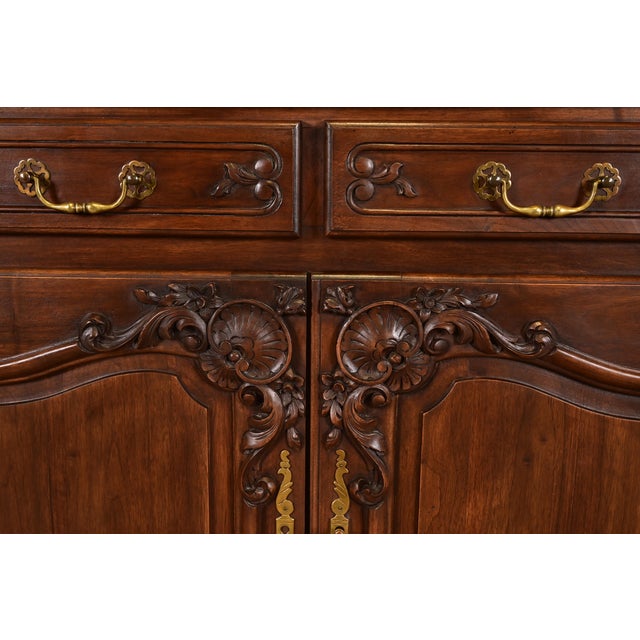Wood Karges Style French Provincial Louis XV Carved Walnut Sideboard Credenza For Sale - Image 7 of 16