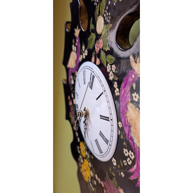 Black Vintage Handmade Wall Clock, 1960s For Sale - Image 8 of 11