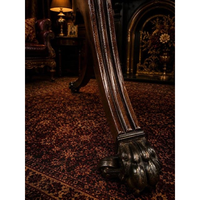 Regency Mahogany Drop-Leaf Side Table with Gilt Leather Top For Sale - Image 6 of 9