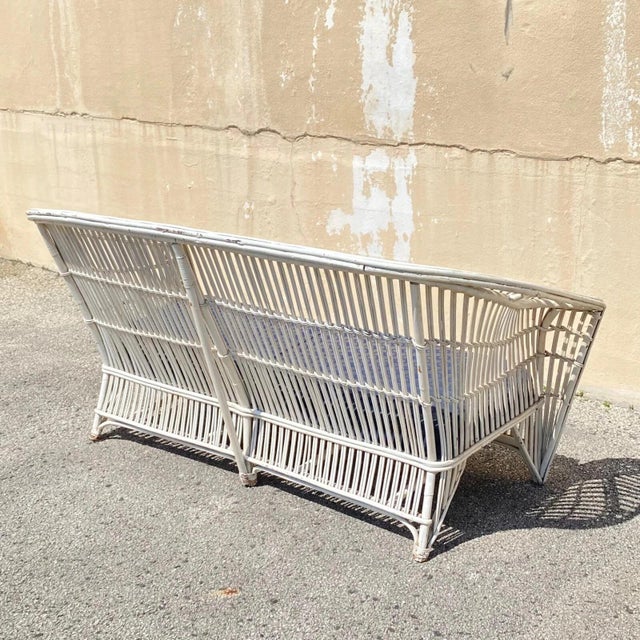 Antique Victorian Wicker Rattan Bentwood Sculptural Sunroom Sofa Set With Chairs For Sale - Image 10 of 14