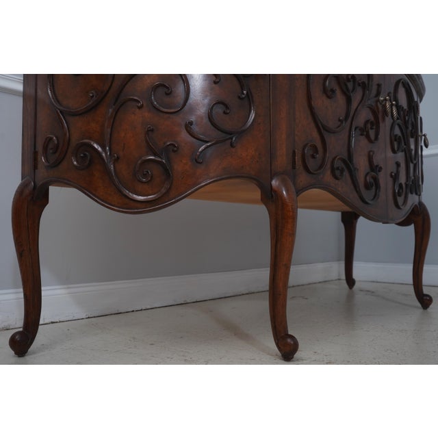 Henredon Chestnut Finish Demilune Marble Top Sideboard For Sale - Image 10 of 18
