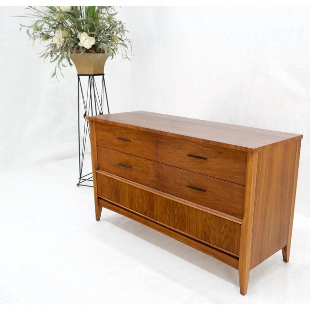 Brown American Walnut Compact Mid-Century Modern Double Dresser 6 Drawers For Sale - Image 8 of 12