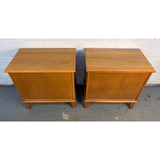 Pair of Mid 20th Century Modern Maple Nightstands by Ethan Allen For Sale - Image 13 of 14