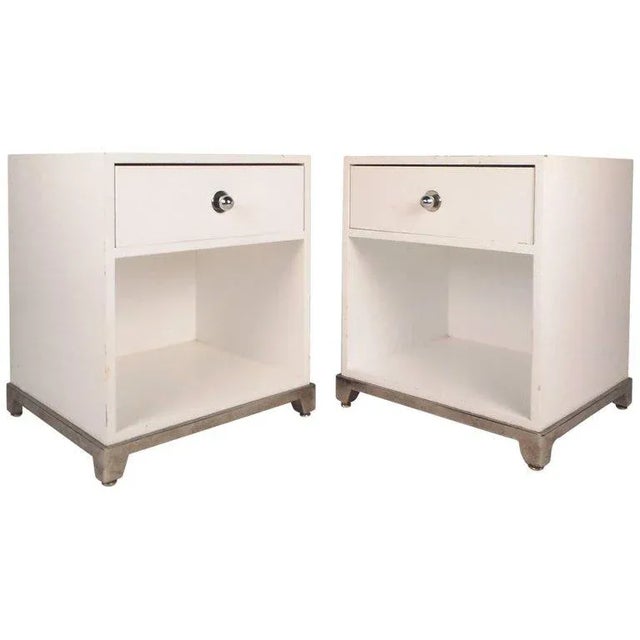 Vintage Modern White Laminate Nightstands - a Pair For Sale - Image 11 of 11