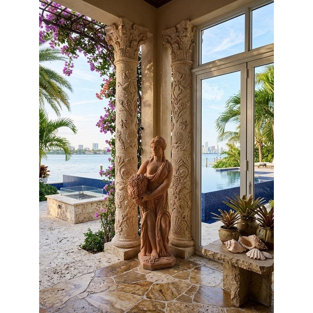Vintage Neoclassical Terracotta Garden Statue of Flora For Sale - Image 11 of 12