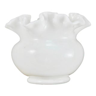 White Ruffle Rim Ball Vase For Sale