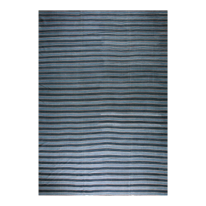 Traditional Antique Indian Cotton Dhurrie Rug With Blue Vertical Stripe Motif