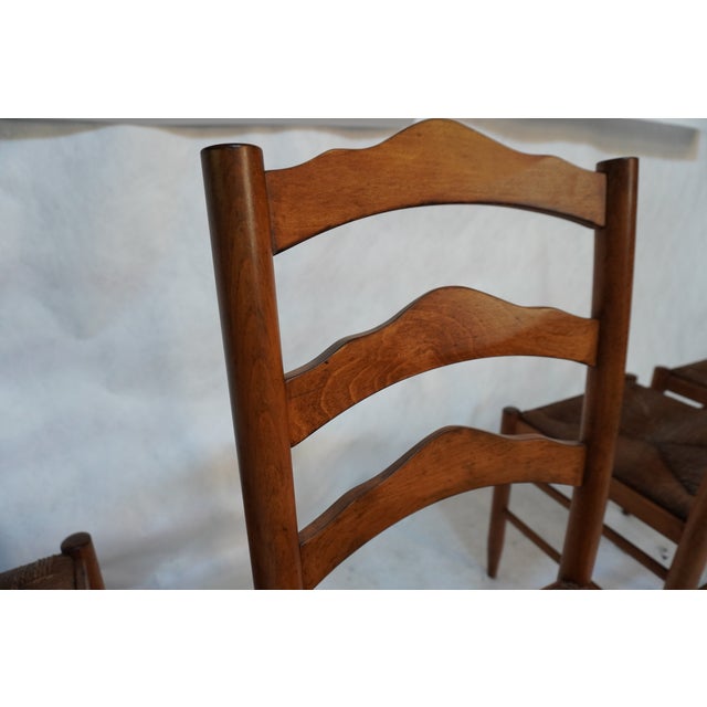 Mid 20th Century Set of Four Wooden Dining Chairs With Rush Seats For Sale - Image 14 of 17