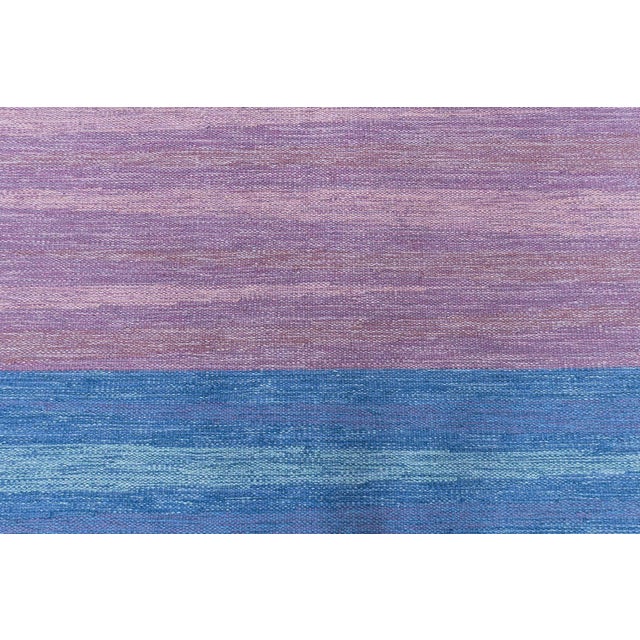 Doris Leslie Blau Vintage Scandinavian Abstract Lavender Flatweave Wool Rug For Sale - Image 4 of 6
