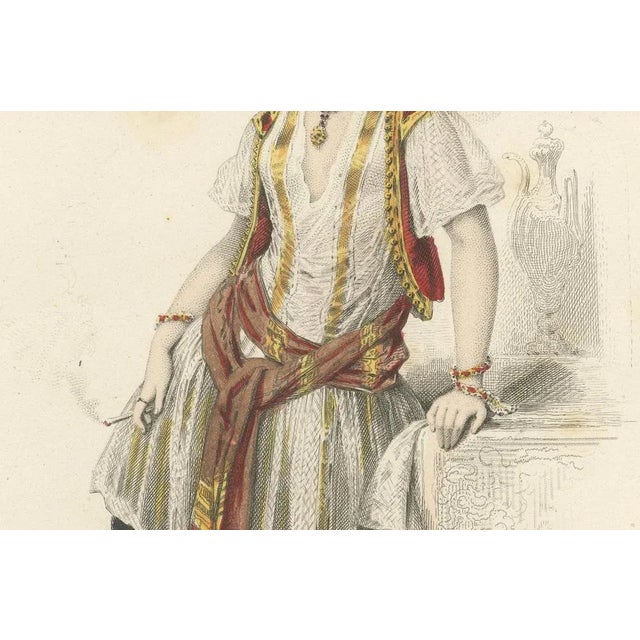 Compte-Calix, Algerian Woman's Costume, Hand-Colored Lithograph, 1853 For Sale - Image 6 of 10