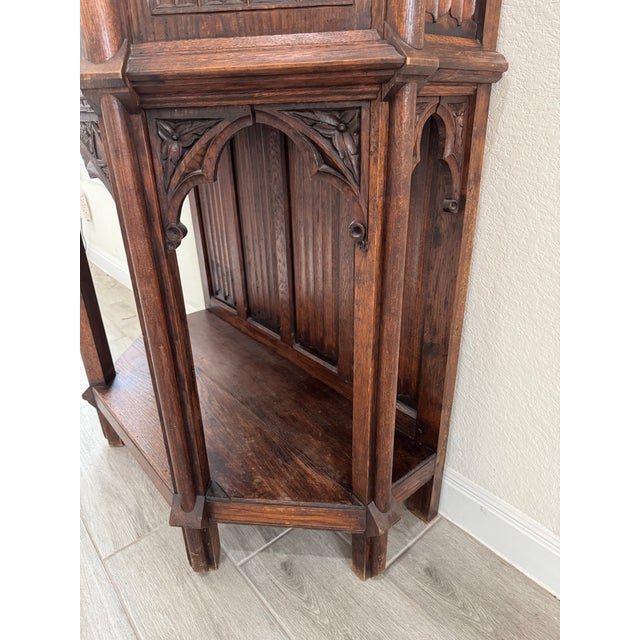 Wood 17th-Century French Gothic Revival Credence Vestry Cabinet For Sale - Image 7 of 12