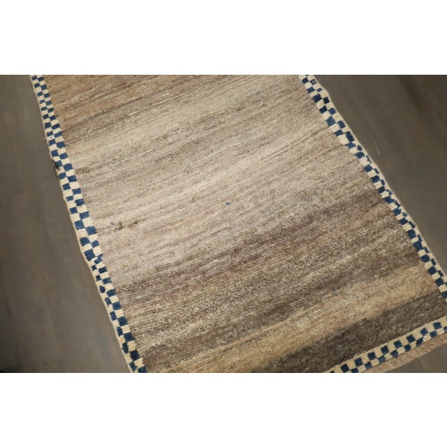 Late 20th Century Zabihi Collection Persian Gabbeh Checker Border Small Rug For Sale - Image 5 of 11