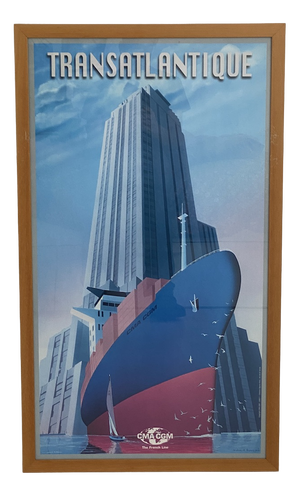 Cargo Ship French Line CMA CGM 2000 Transatlantic Poster by Richard Roussel