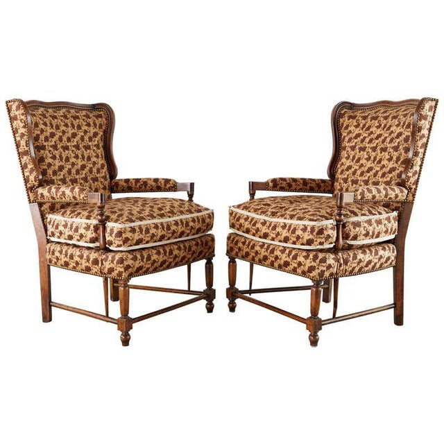 Country French Provincial Style Wingback Chairs a Pair Chairish