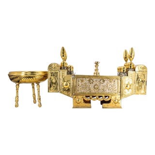 Late 20th Century Turkish Brass Shoe Shine Kit- 17 Pieces For Sale