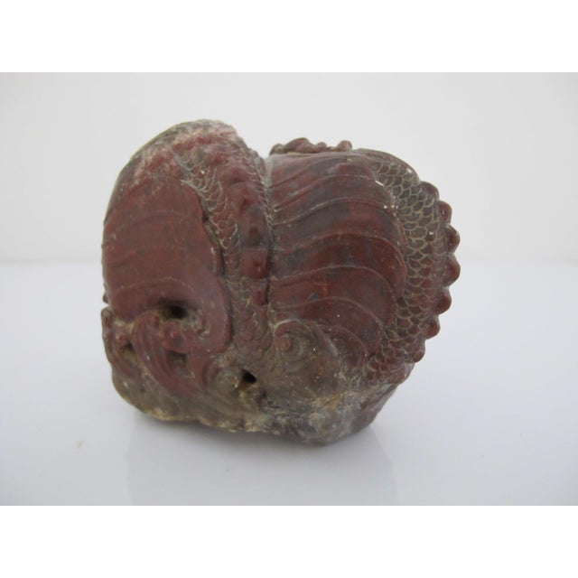 Chinese Red Shoushan Double Dragon Sculpture Carving For Sale In Portland, OR - Image 6 of 8