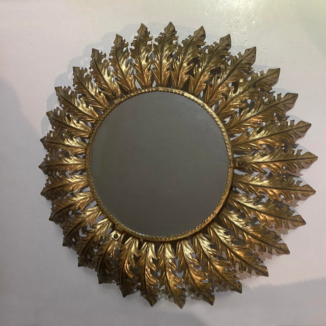 Gold Vintage Italian Gilded Sunburst Mirror, 1960s For Sale - Image 8 of 18